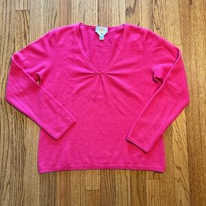 Talbots Pink V-Neck Cashmere Knit Sweater
